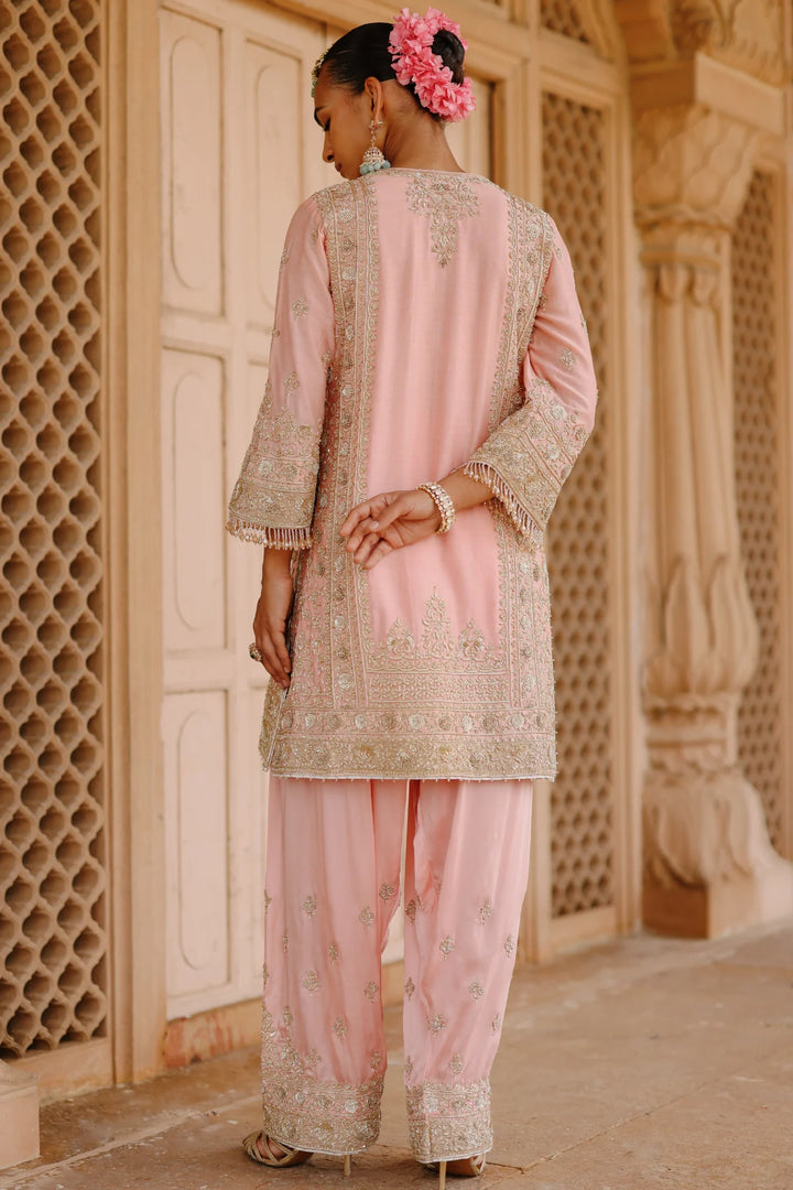 Elaya - Pink Short Kurta Set with Matching Salwar & Dupatta