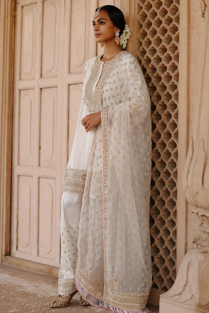 Ansha - Daisy Ivory Short Kurta Set with Salwar & Dupatta