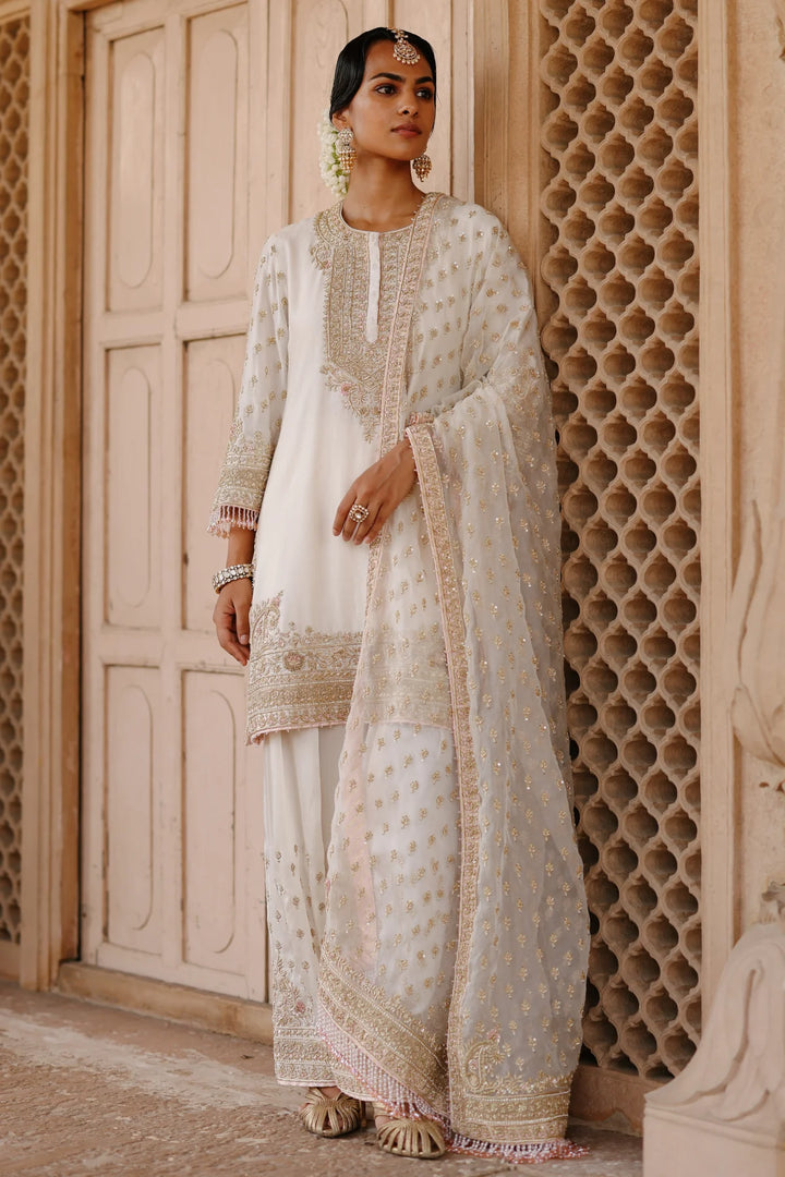 Ansha - Daisy Ivory Short Kurta Set with Salwar & Dupatta