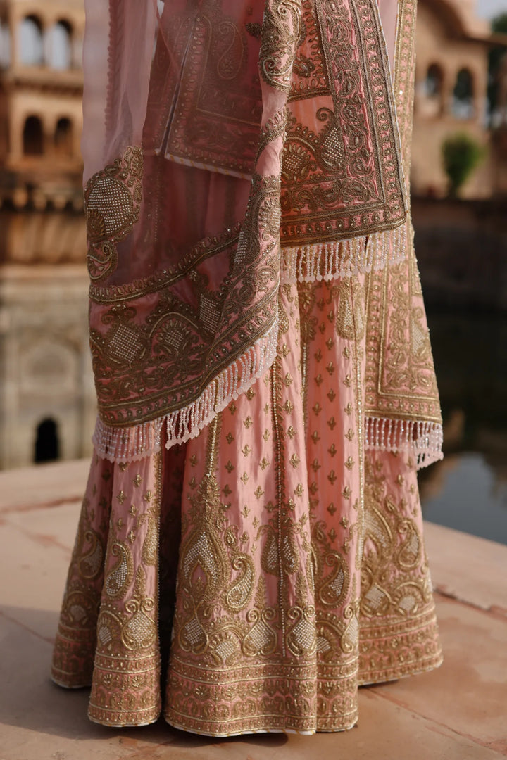 Tasnim - Pink Kurta Set with Sharara & Dupatta