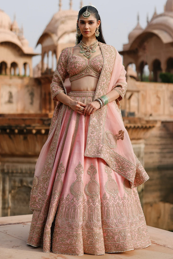 Jannah - Pink Lehenga Set with Blouse & Dupatta