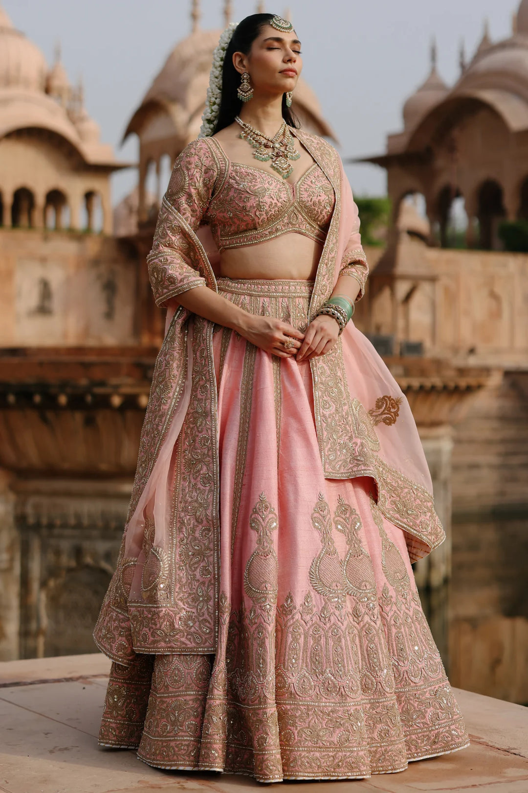 Jannah - Pink Lehenga Set with Blouse & Dupatta