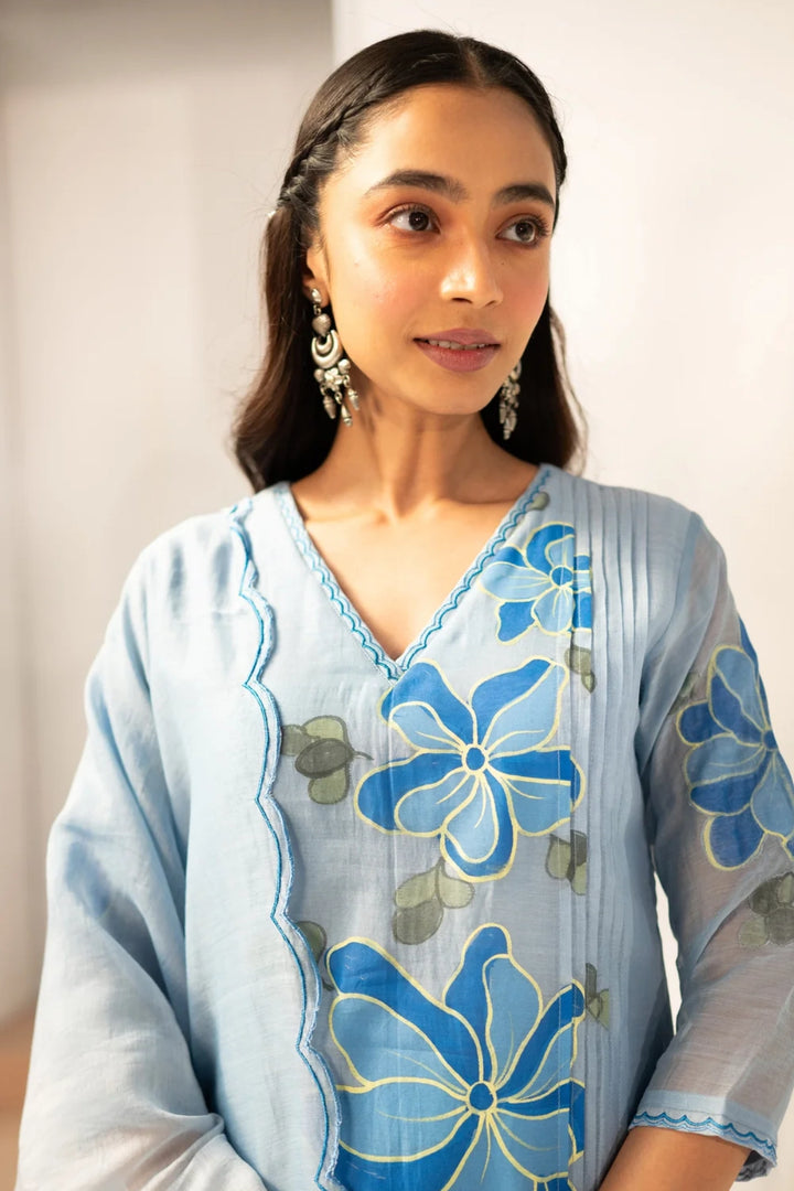 Zoya Mul Chanderi Kurta Set