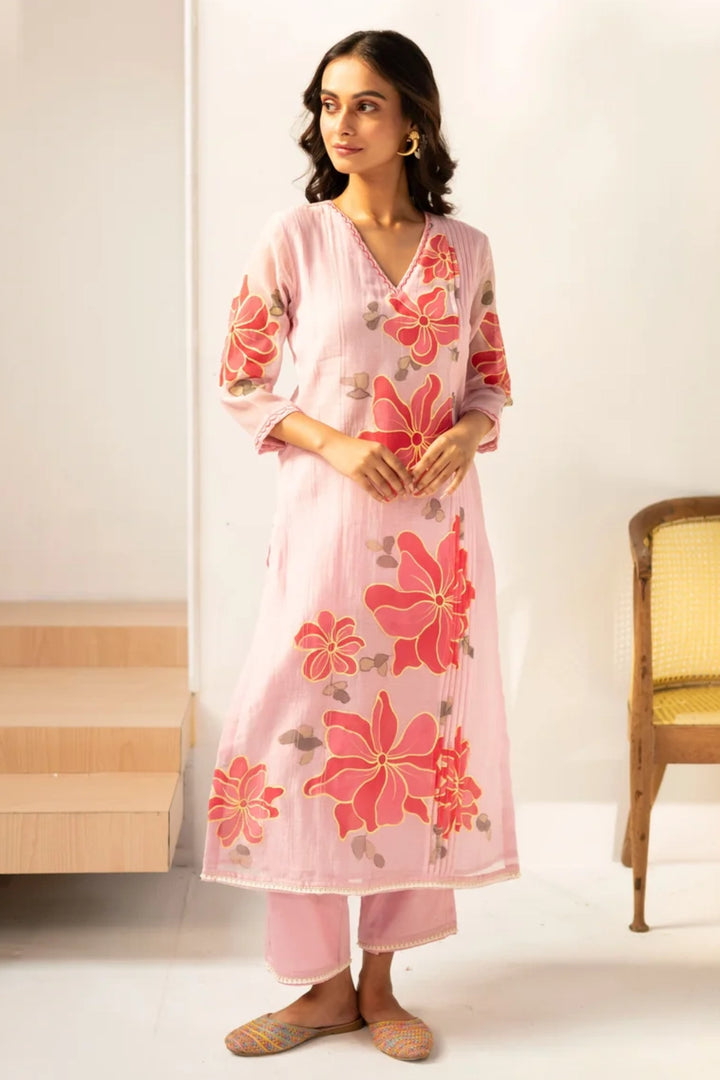 Zoya Mul Chanderi Kurta Set