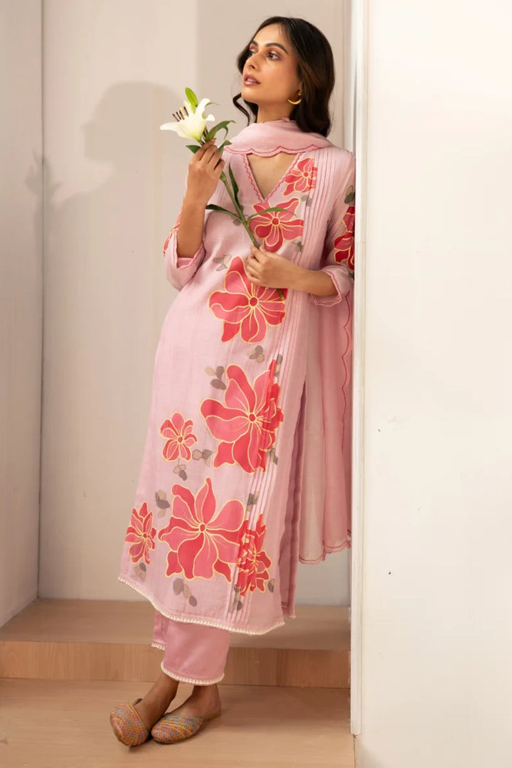 Zoya Mul Chanderi Kurta Set
