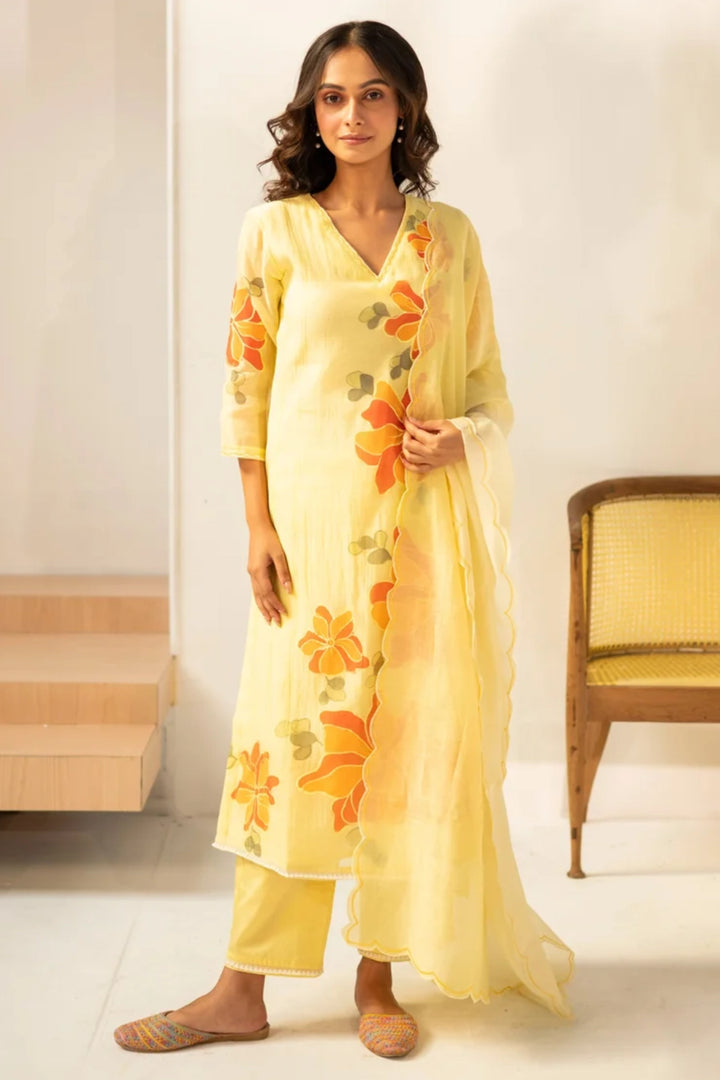 Zoya Mul Chanderi Kurta Set