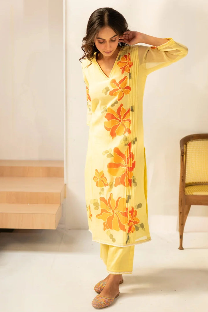 Zoya Mul Chanderi Kurta Set
