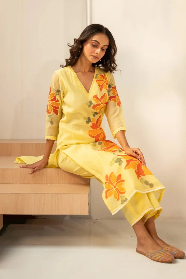 Zoya Mul Chanderi Kurta Set