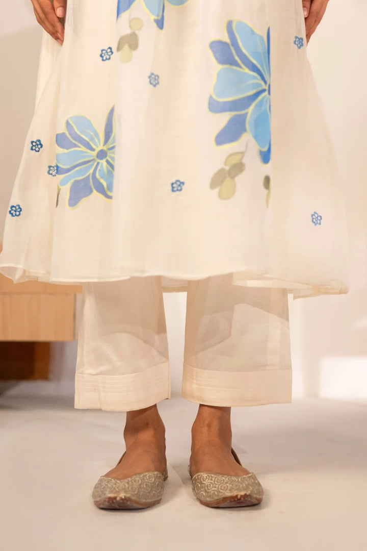 Zoya Mul chanderi Tunic Set in Off-White