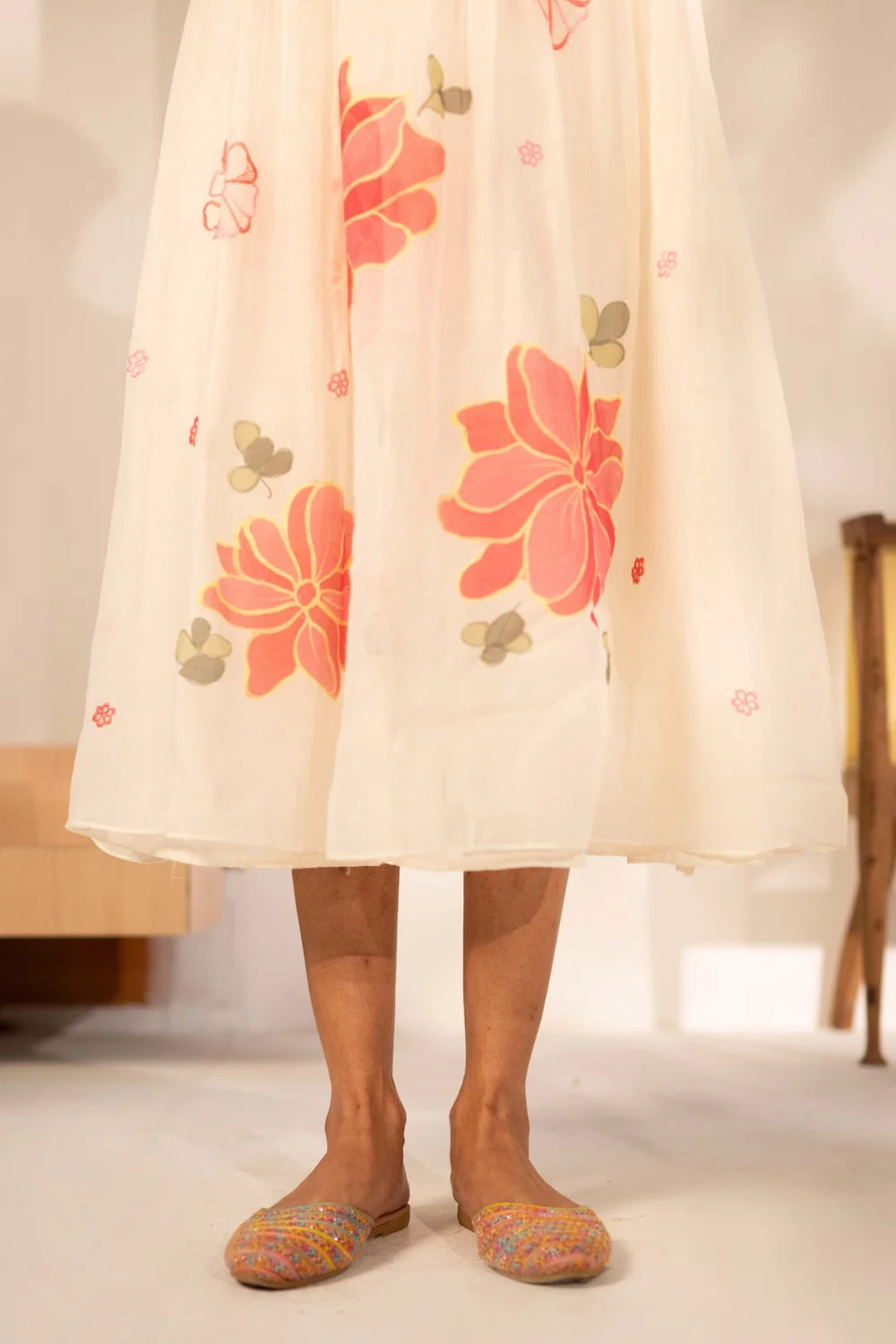 Zoya Mul chanderi Tunic Set in Off-White
