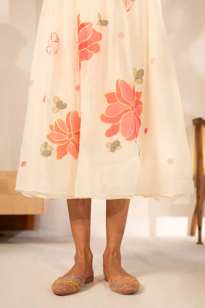 Zoya Mul chanderi Tunic Set in Off-White
