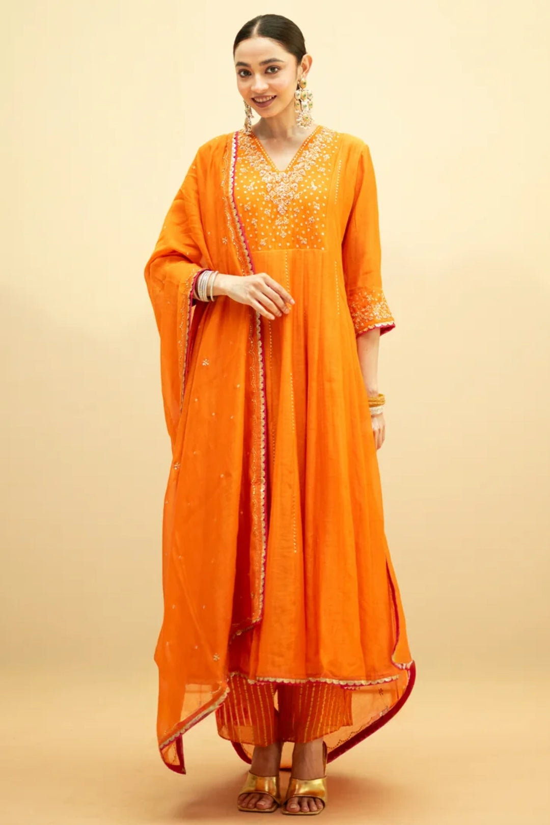 Taarini Mul Chanderi Anarkali Set