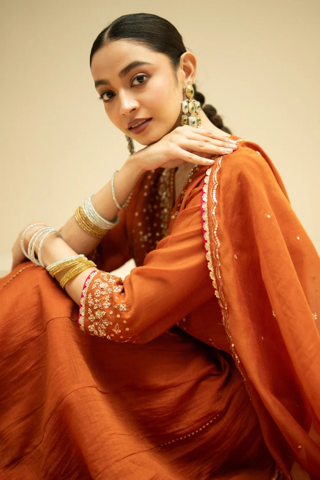 Taarini Mul Chanderi Anarkali Set