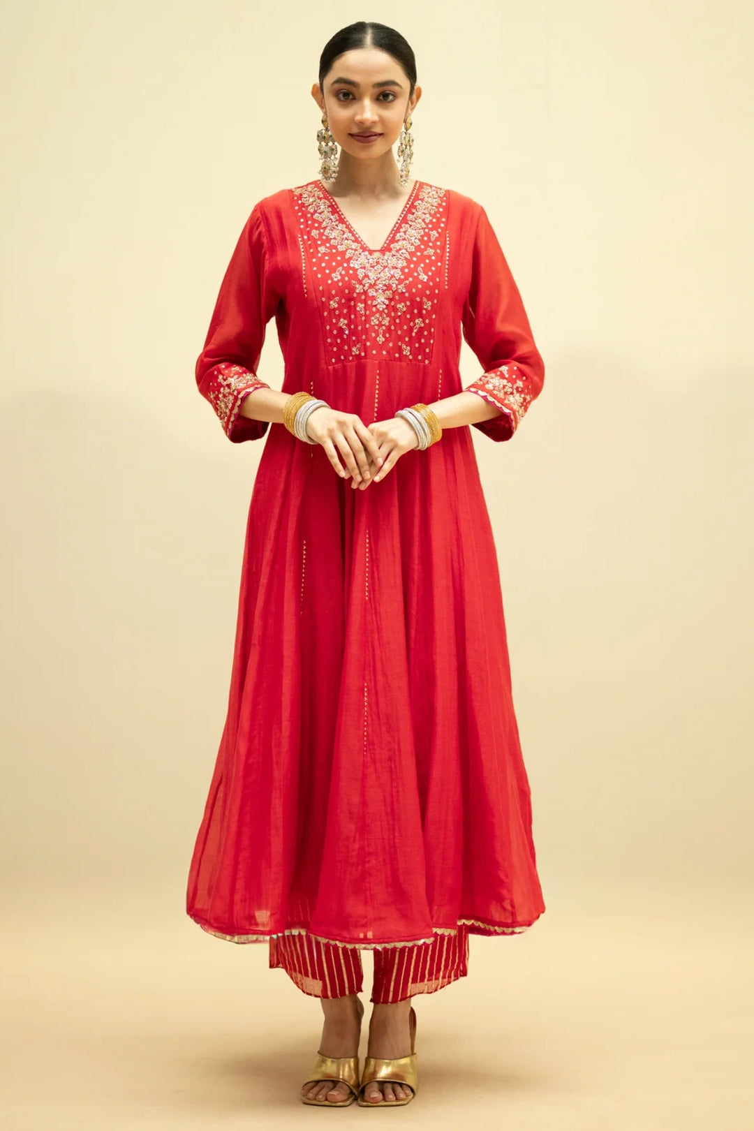 Taarini Mul Chanderi Anarkali Set