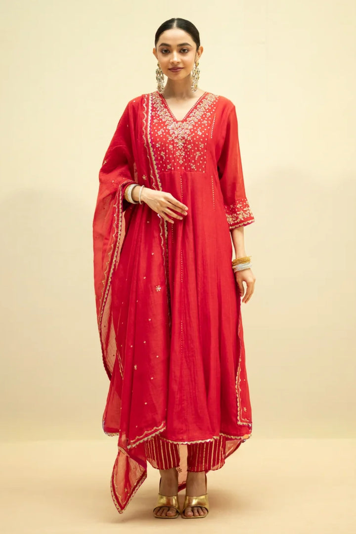 Taarini Mul Chanderi Anarkali Set