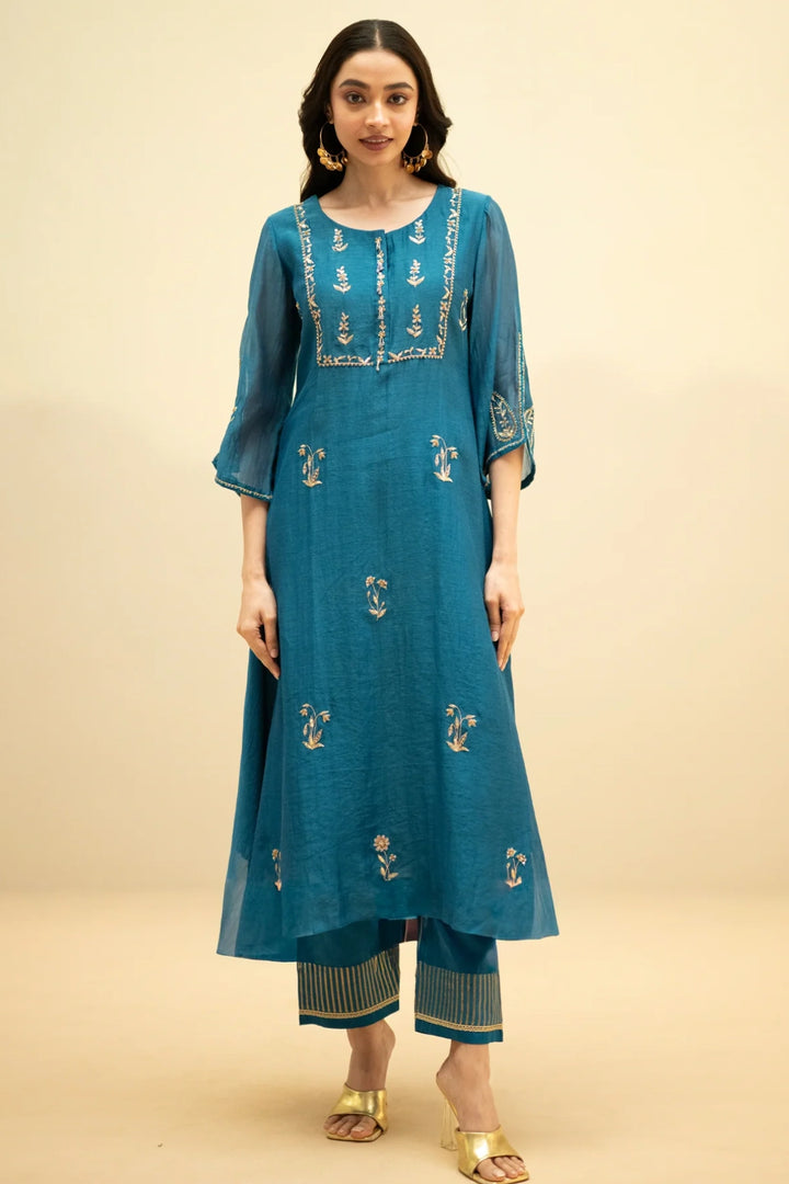 Chandini Mul Chanderi Aline Kurta Set