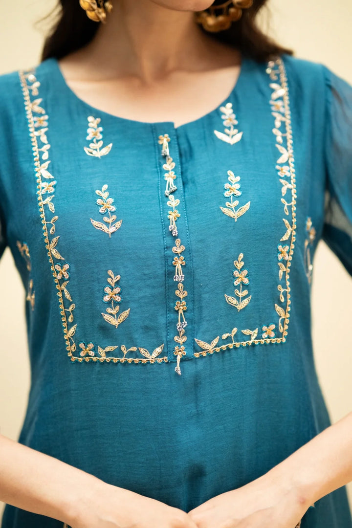 Chandini Mul Chanderi Aline Kurta Set
