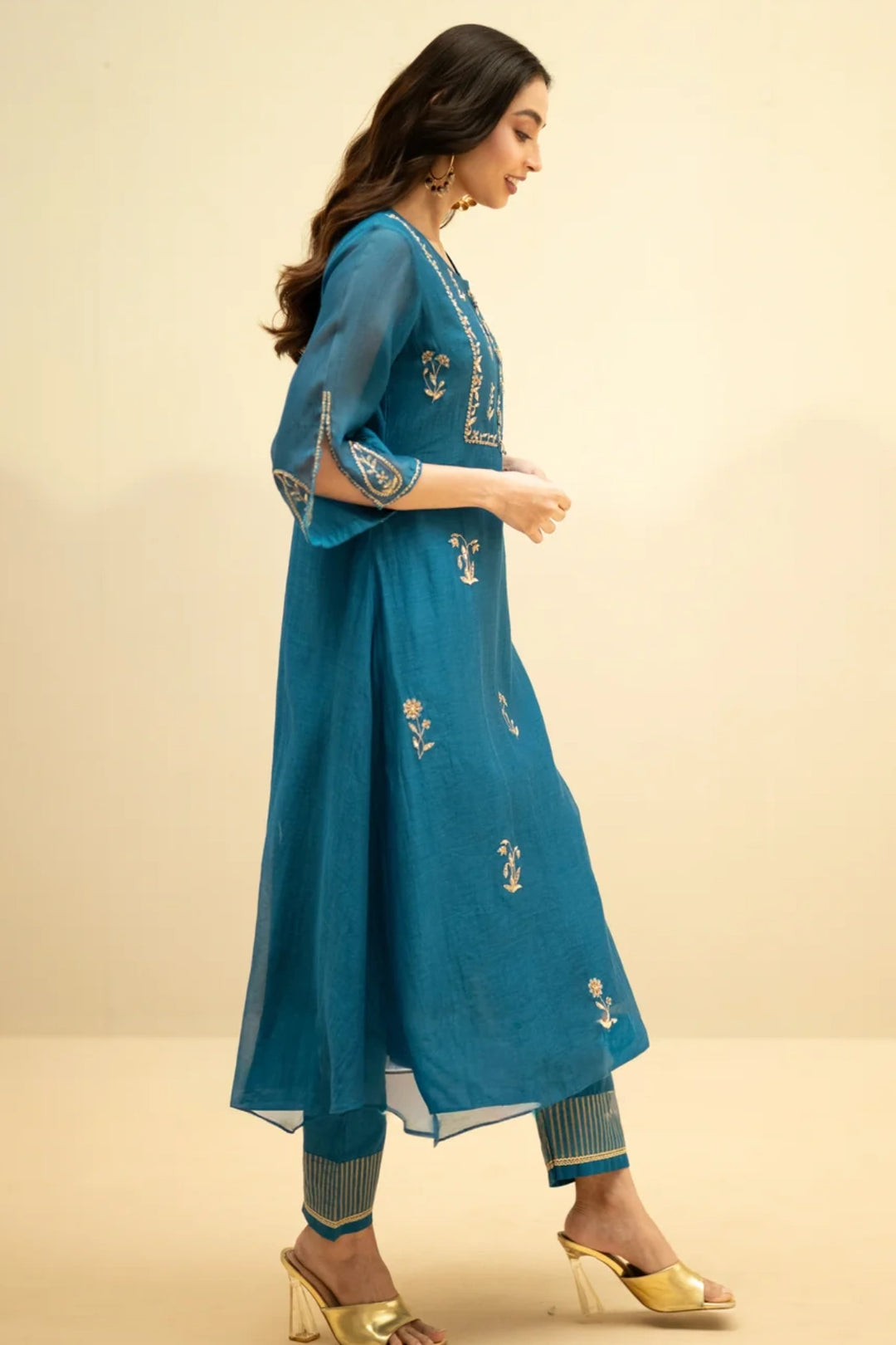 Chandini Mul Chanderi Aline Kurta Set