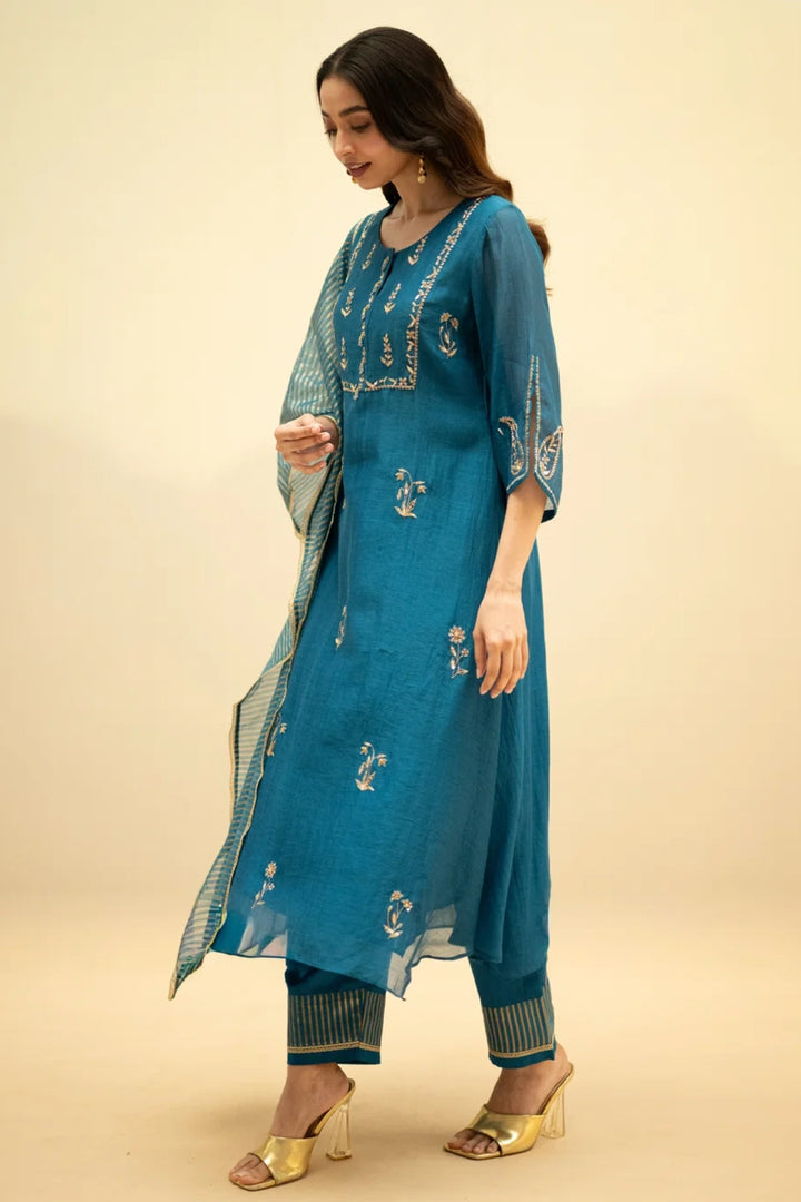 Chandini Mul Chanderi Aline Kurta Set