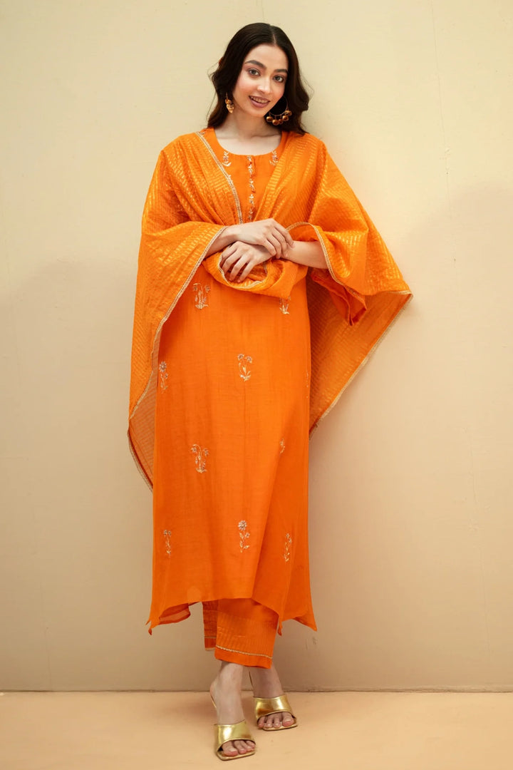 Chandini Mul Chanderi Aline Kurta Set