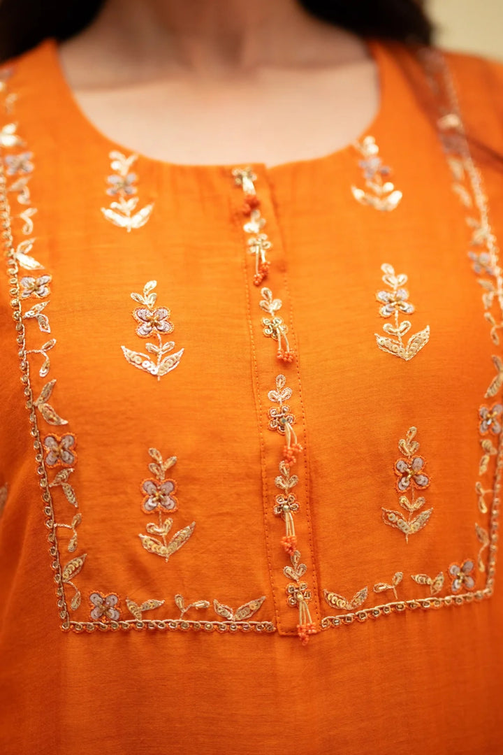 Chandini Mul Chanderi Aline Kurta Set