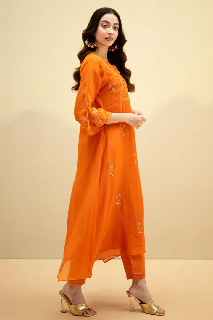 Chandini Mul Chanderi Aline Kurta Set