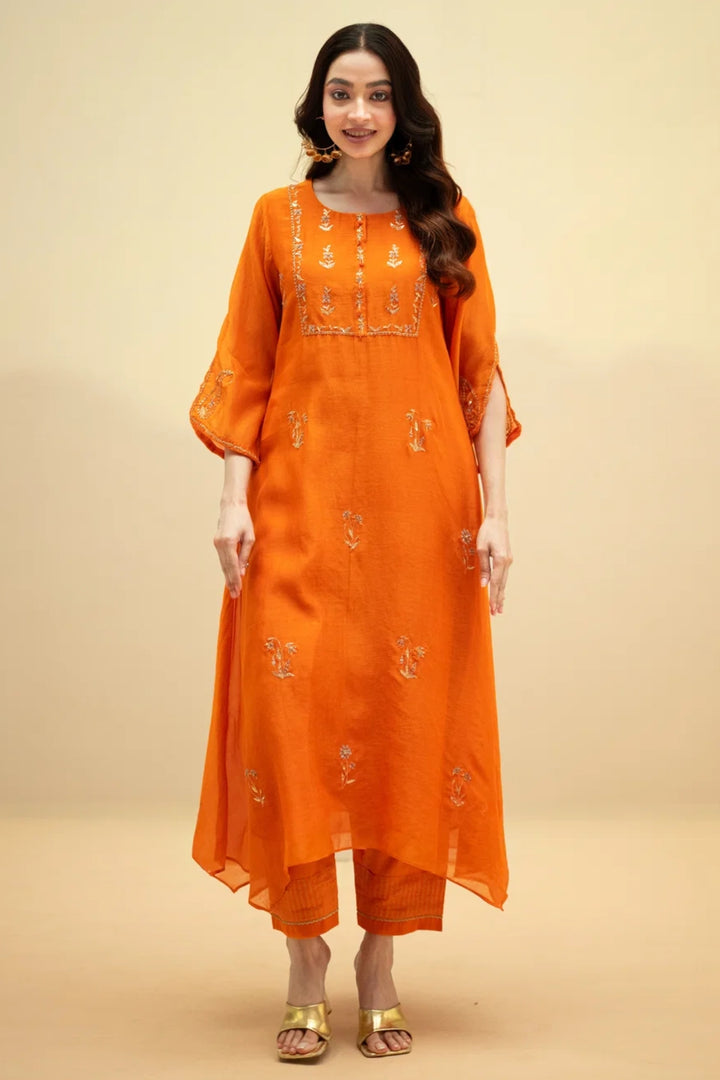 Chandini Mul Chanderi Aline Kurta Set