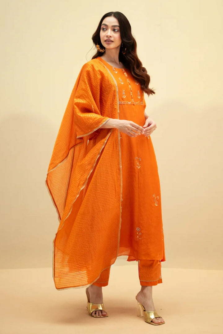 Chandini Mul Chanderi Aline Kurta Set