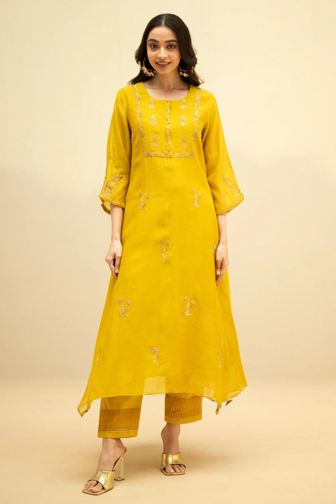 Chandini Mul Chanderi Aline Kurta Set