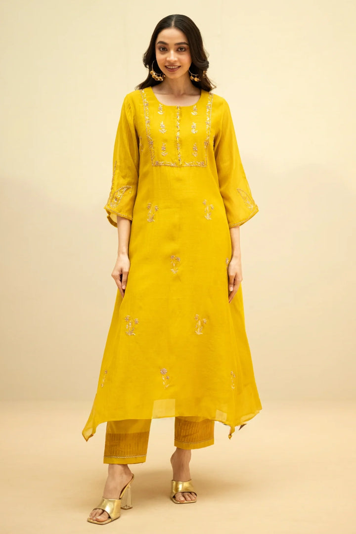 Chandini Mul Chanderi Aline Kurta Set
