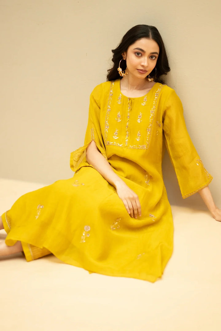 Chandini Mul Chanderi Aline Kurta Set