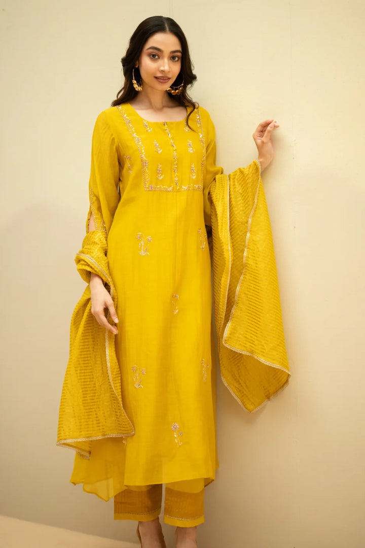 Chandini Mul Chanderi Aline Kurta Set