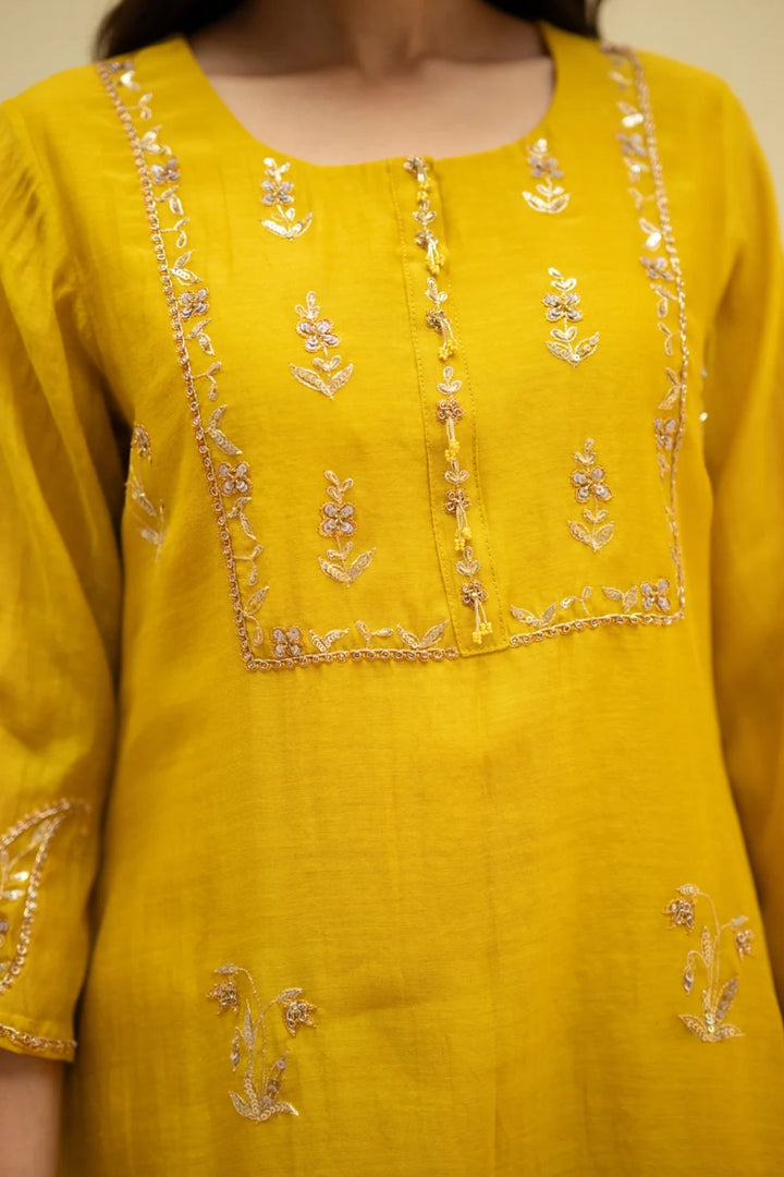 Chandini Mul Chanderi Aline Kurta Set