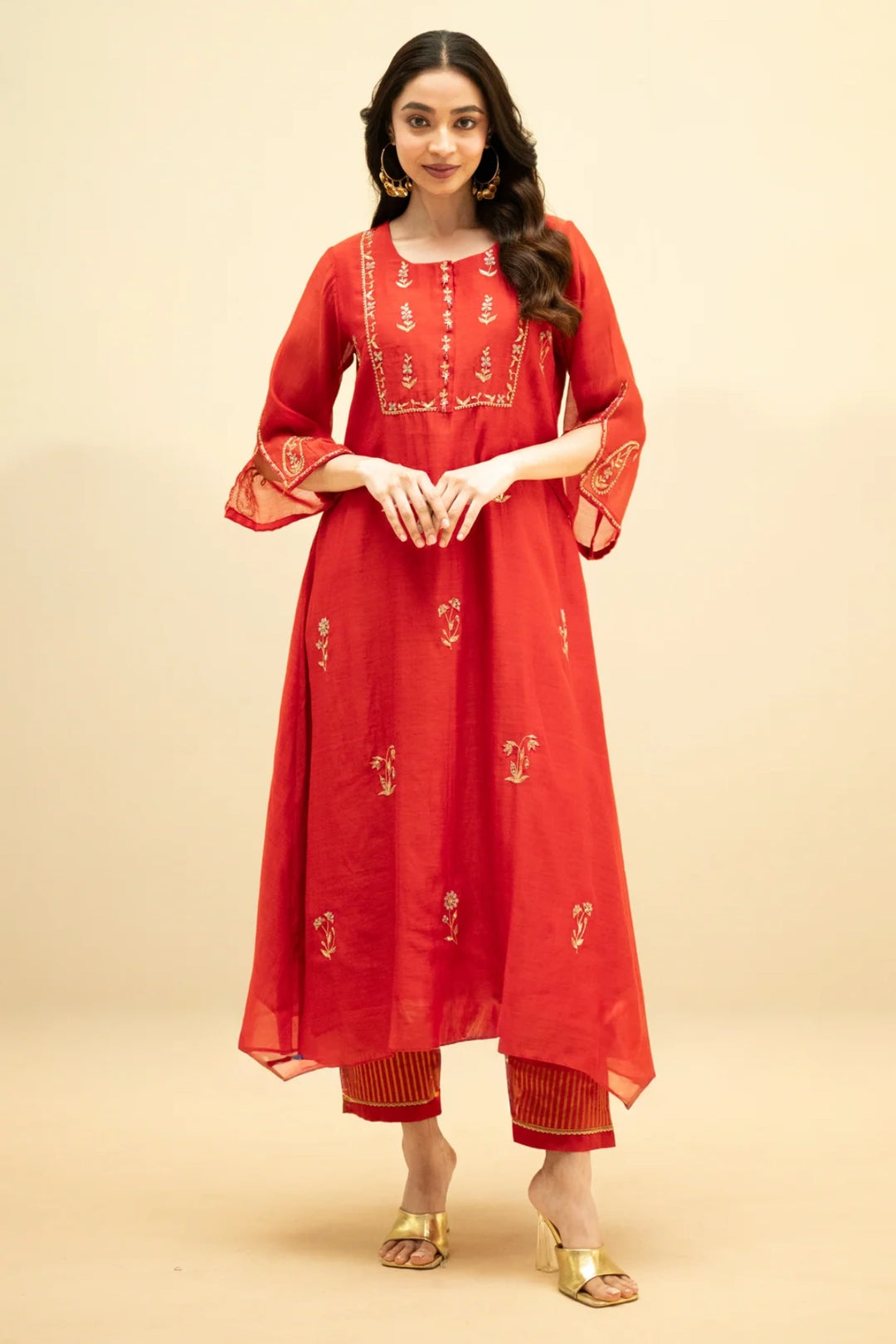 Chandini Mul Chanderi Aline Kurta Set