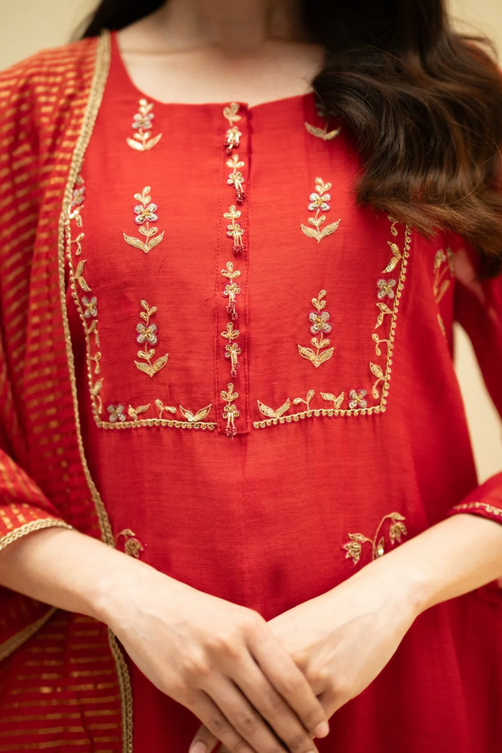 Chandini Mul Chanderi Aline Kurta Set