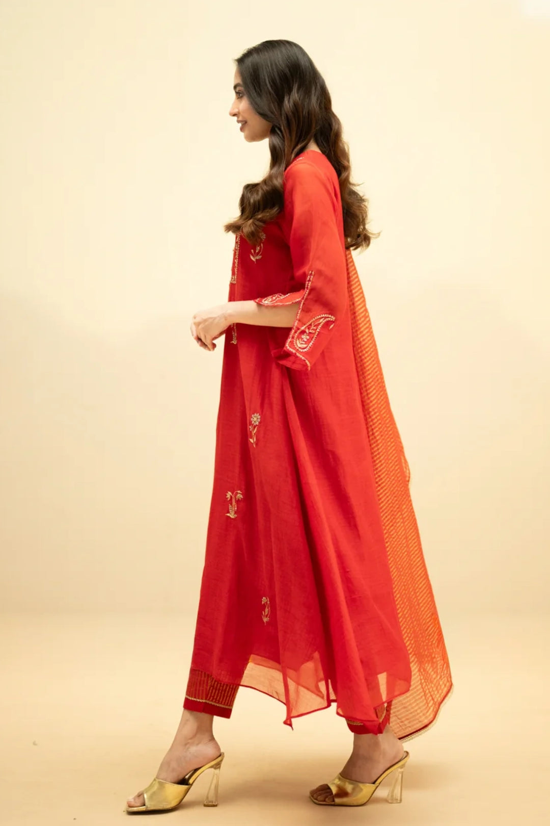 Chandini Mul Chanderi Aline Kurta Set
