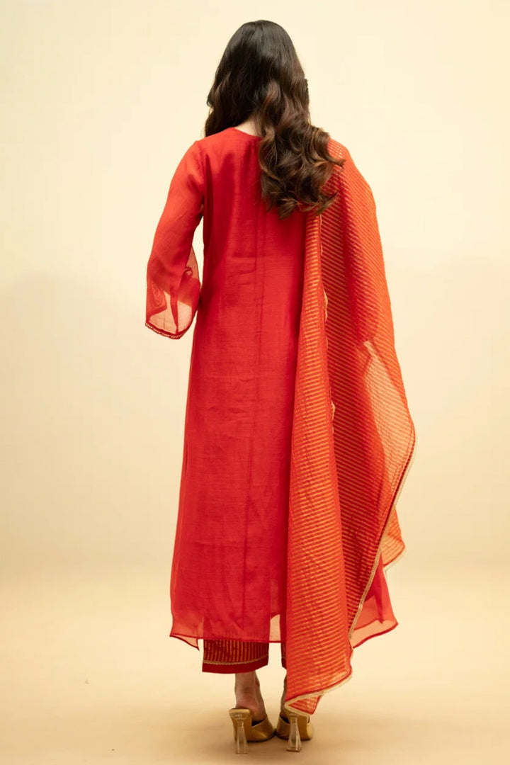 Chandini Mul Chanderi Aline Kurta Set