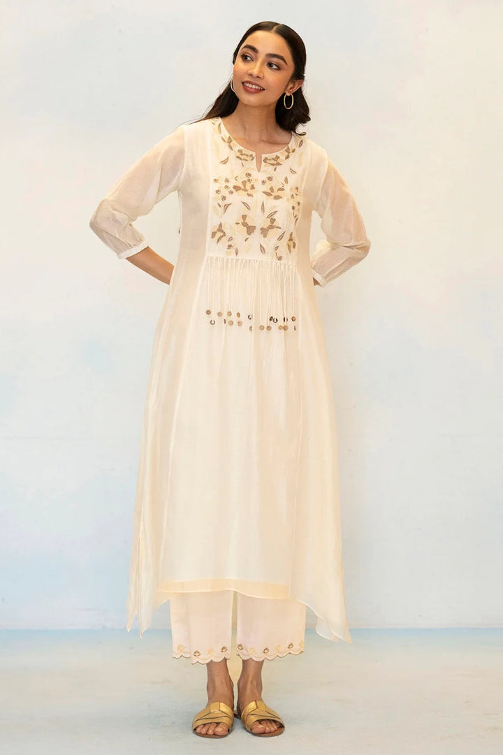 Noorani Mul Chanderi Aline Kurta Set