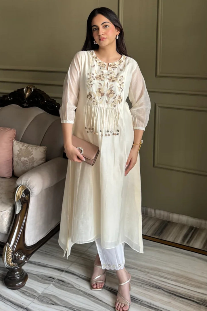 Noorani Mul Chanderi Aline Kurta Set