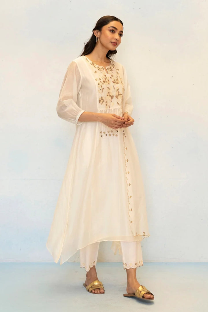 Noorani Mul Chanderi Aline Kurta Set