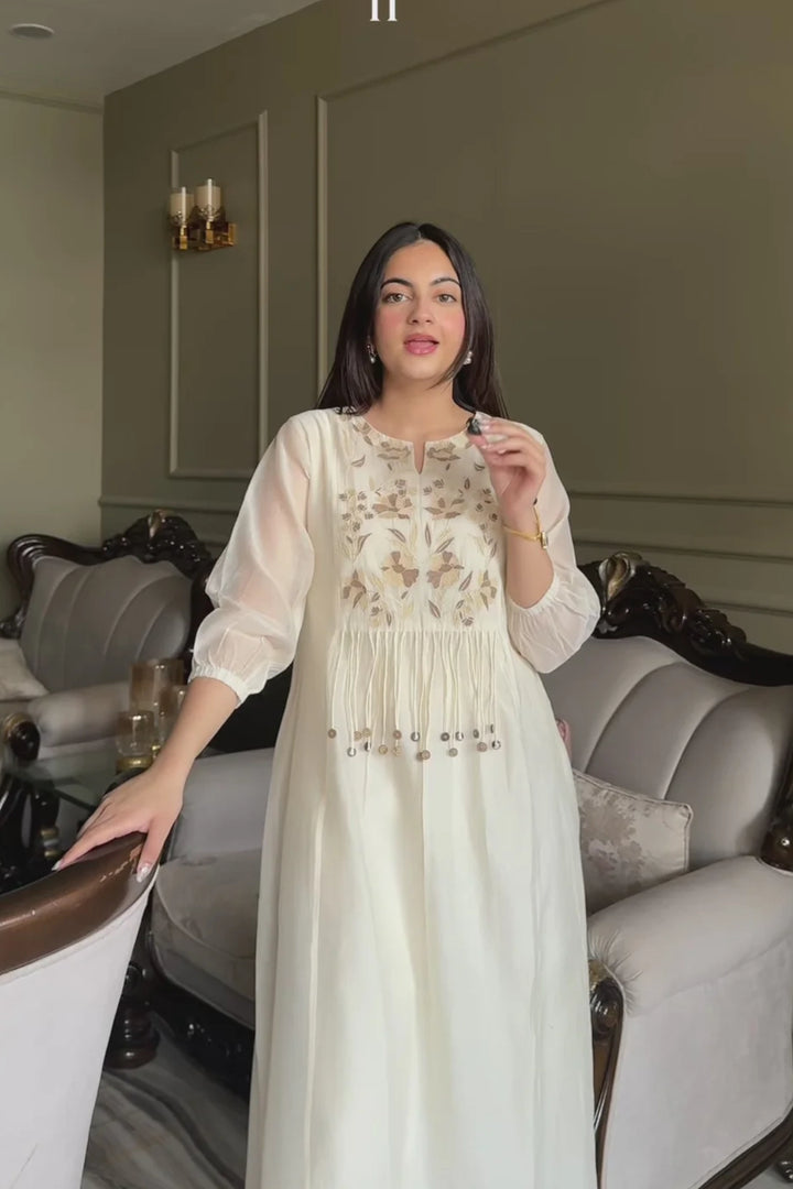Noorani Mul Chanderi Aline Kurta Set