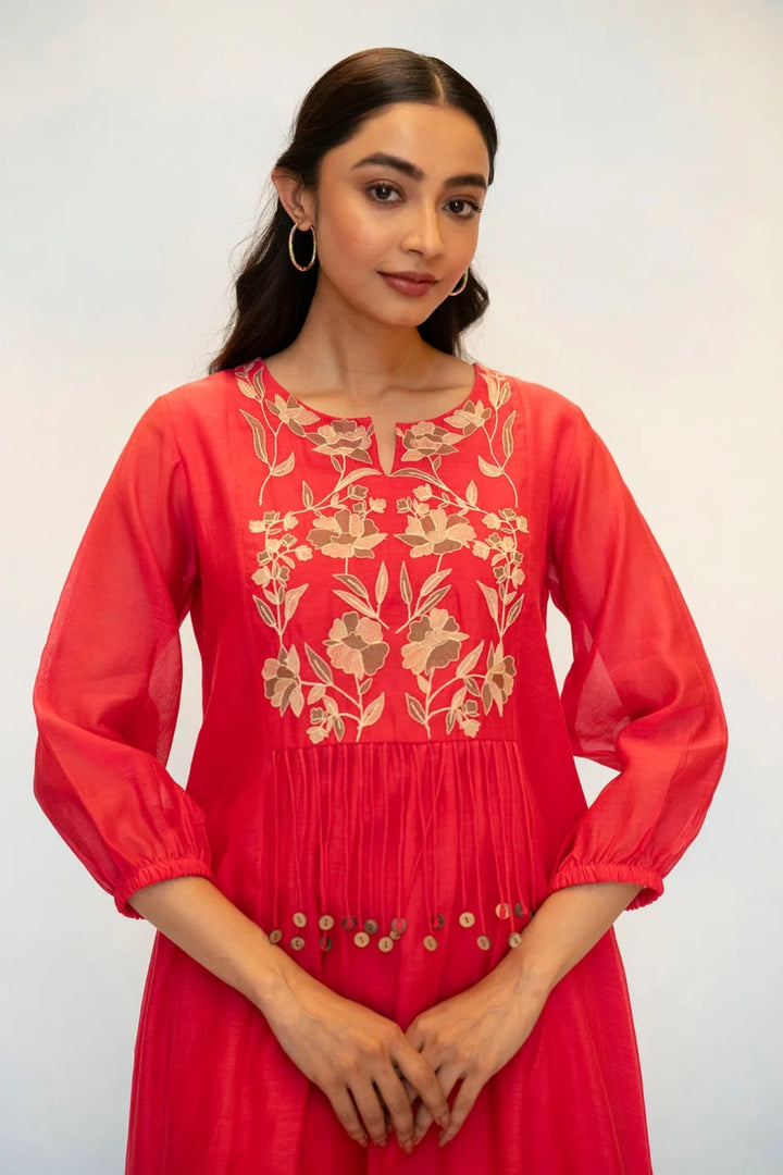 Noorani Mul Chanderi Aline Kurta Set