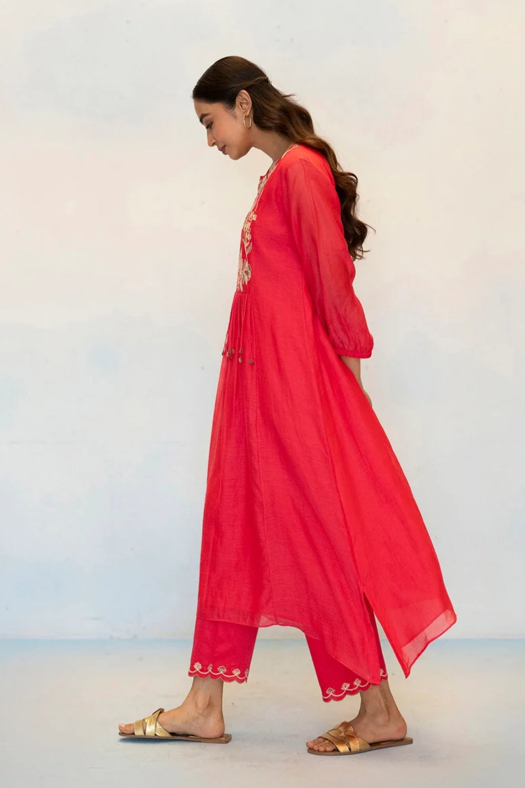 Noorani Mul Chanderi Aline Kurta Set