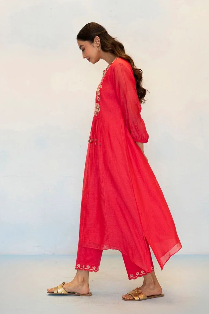Noorani Mul Chanderi Aline Kurta Set