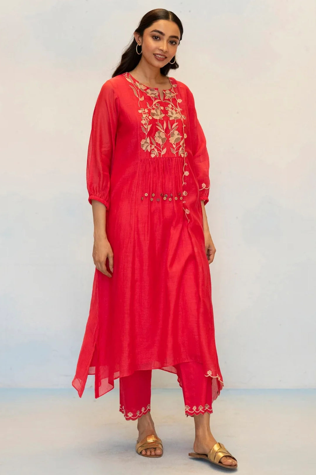 Noorani Mul Chanderi Aline Kurta Set