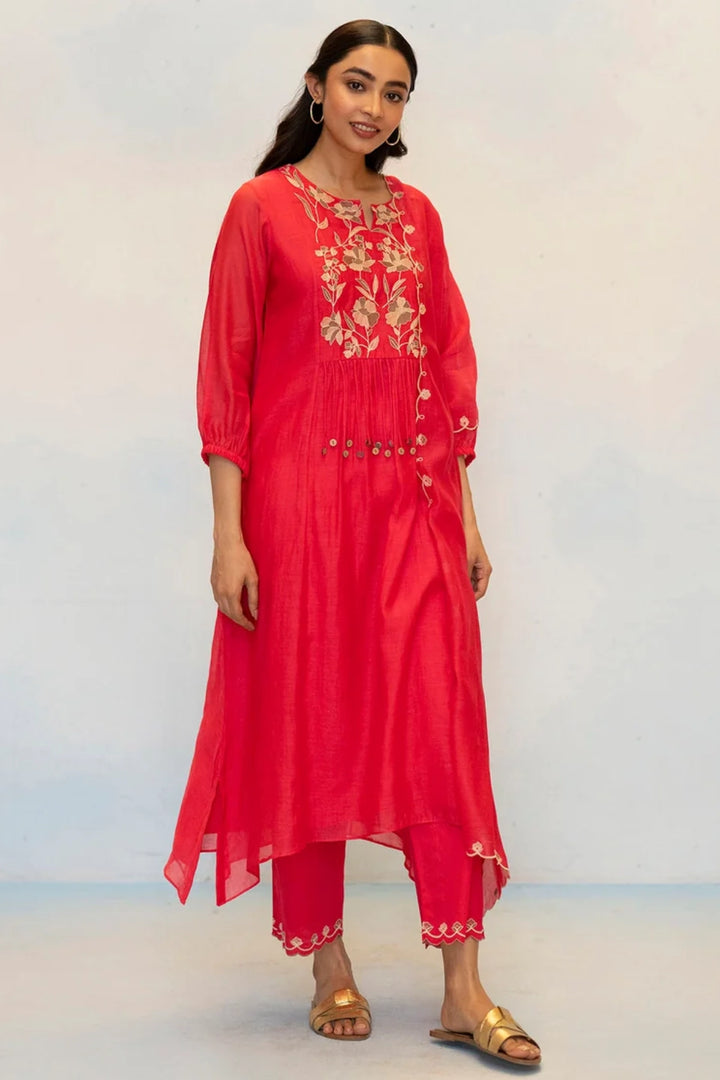 Noorani Mul Chanderi Aline Kurta Set