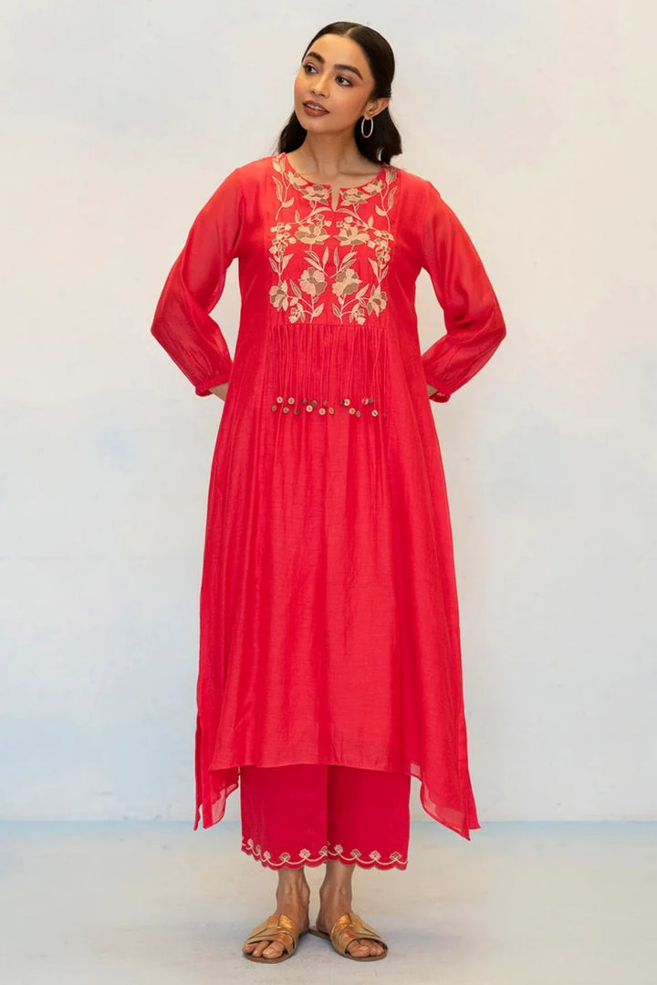 Noorani Mul Chanderi Aline Kurta Set