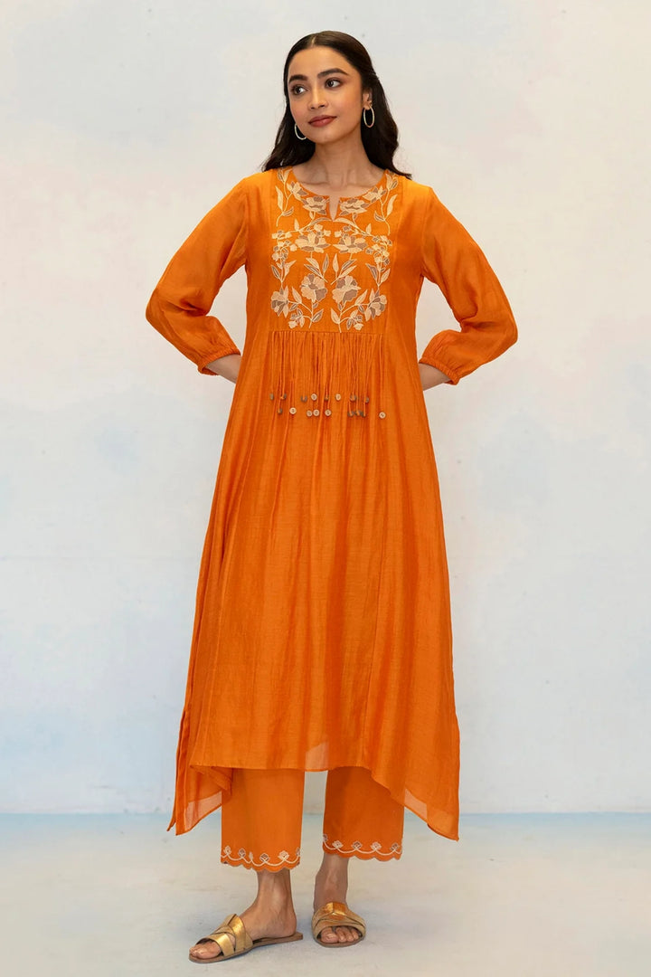 Noorani Mul Chanderi Aline Kurta Set