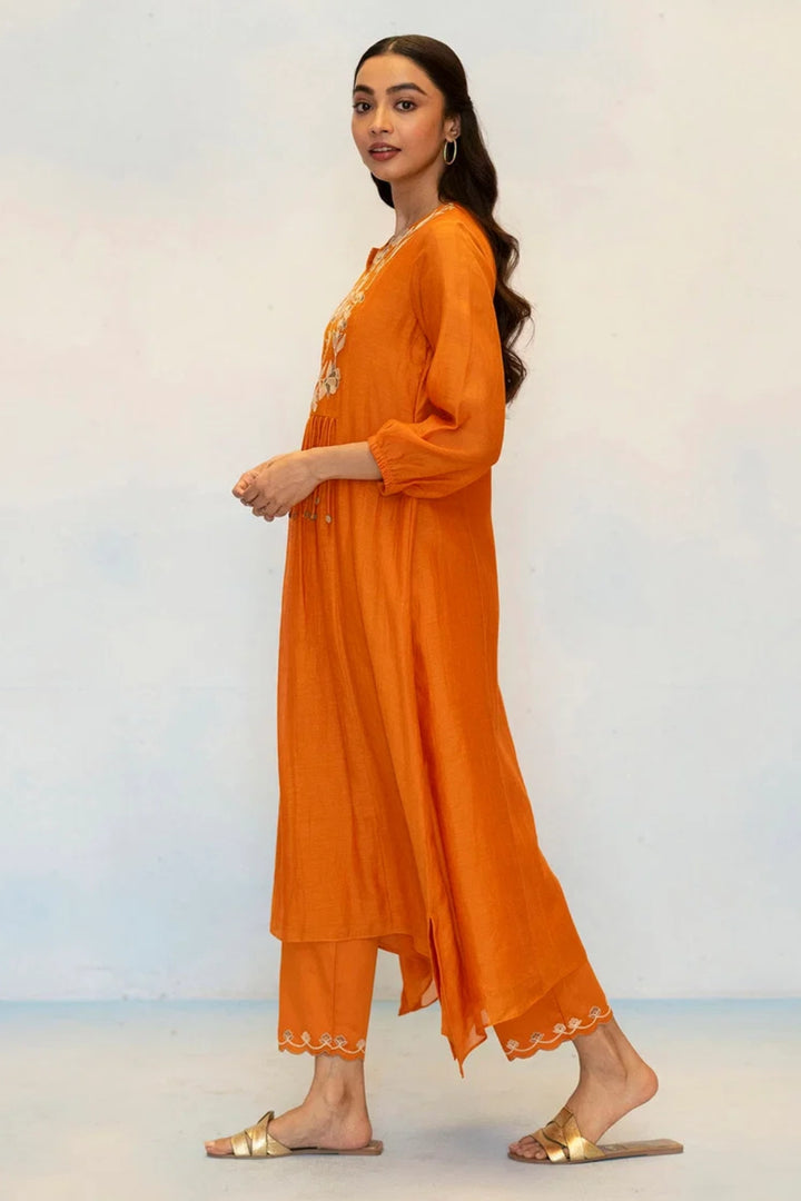 Noorani Mul Chanderi Aline Kurta Set