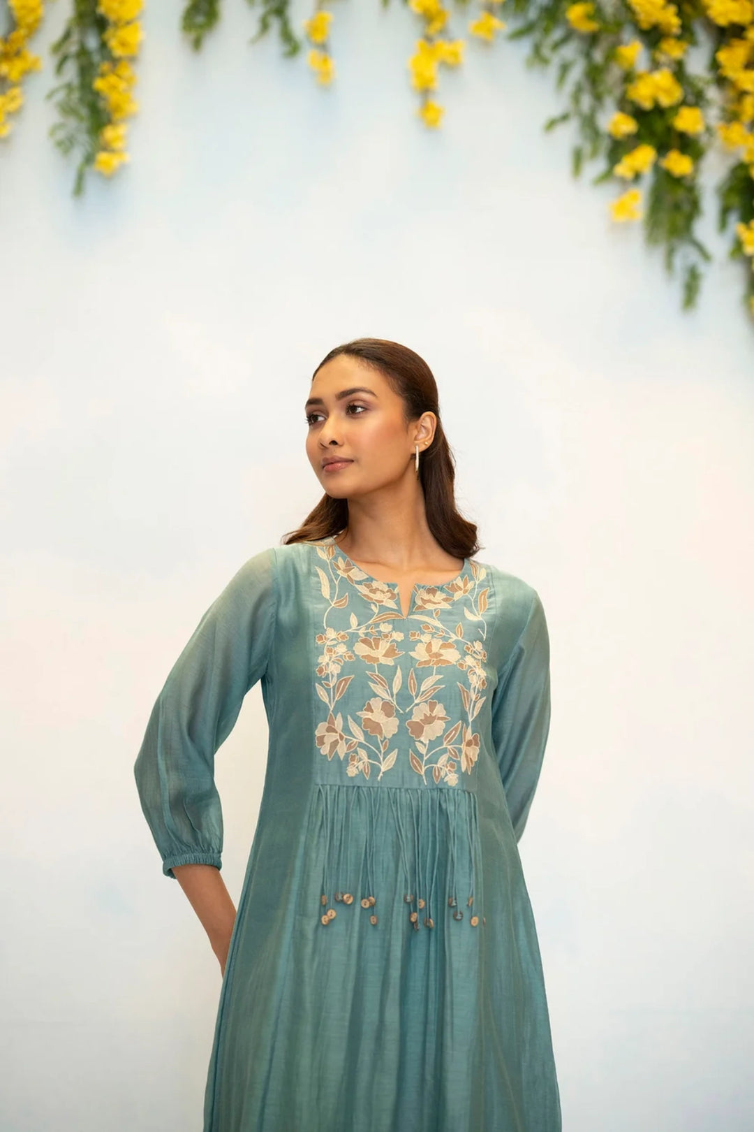 Noorani Mul Chanderi Aline Kurta Set